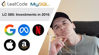 YouTube video 'LeetCode 585: Investments in 2016 [SQL]'