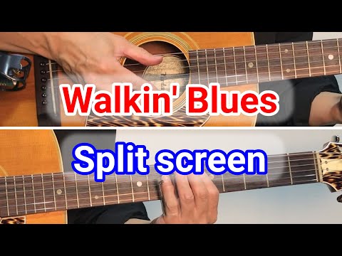 Walkin' Blues - Clapton Style / OpenG Slide guitar Lessons and tips / Split screen