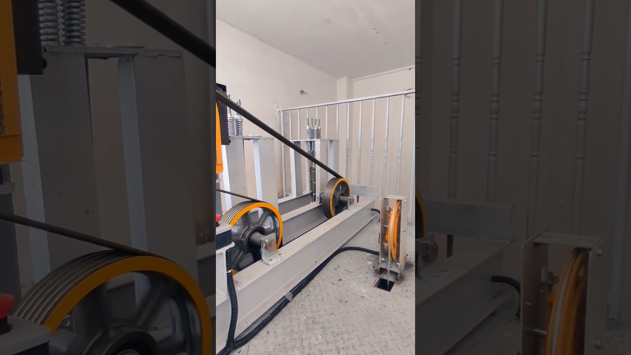 Gearless Elevator Machine Room , 2 : 1 rope system #elevator #elevatorengineering #elevatorsystems