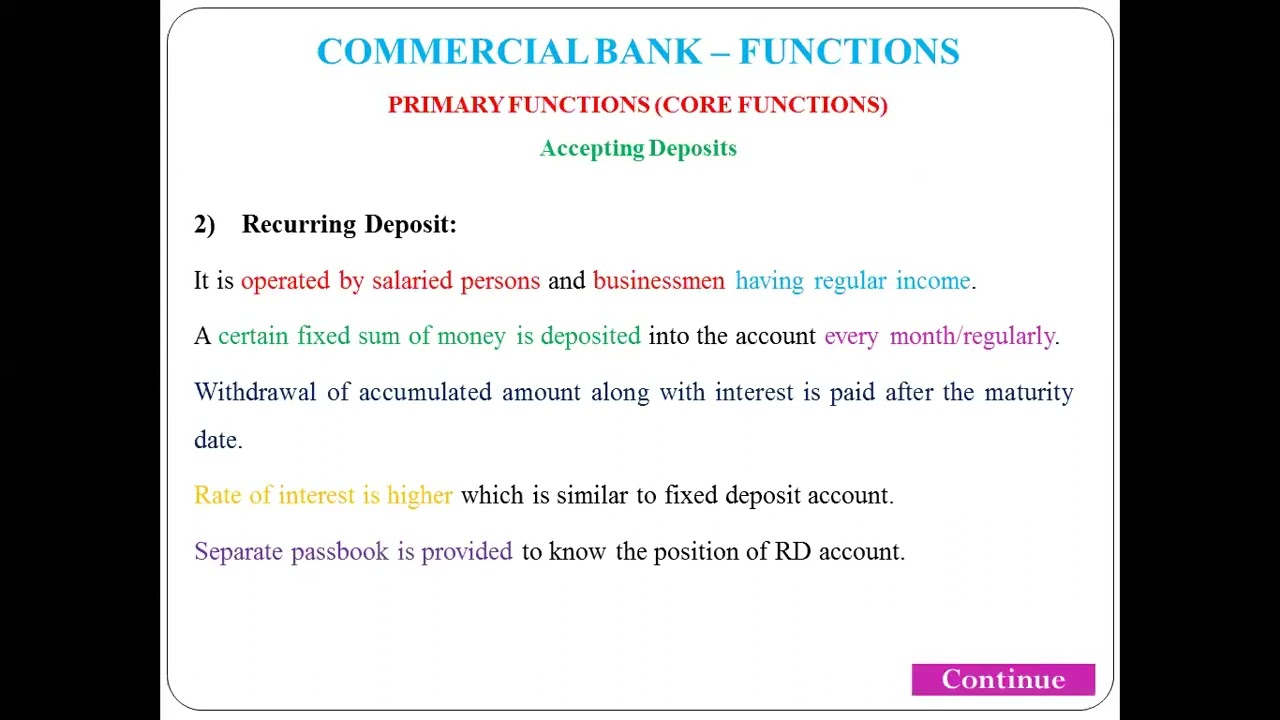23 - Primary Function of Commercial Bank - Accepting Deposits
