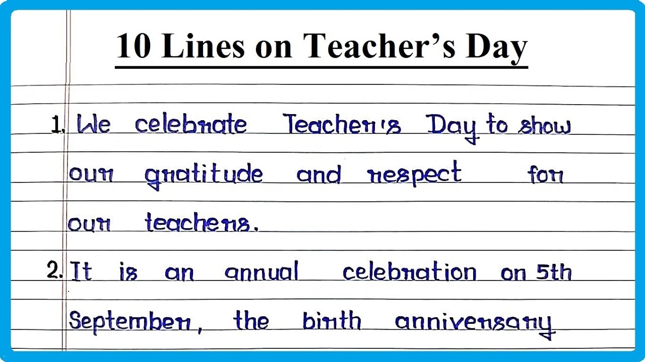10 Lines on Teacher's Day in English | Teacher's Day 10 Points Essay | Sentences on Teachers Day