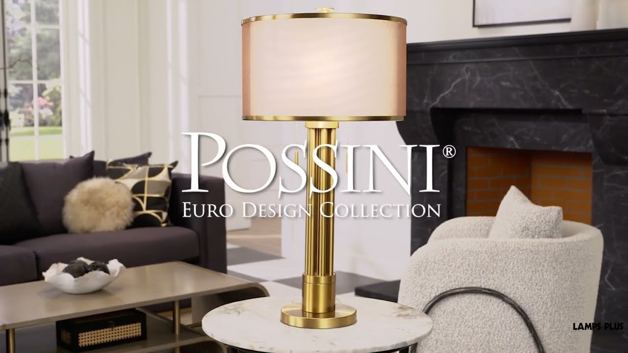 Video 1 Watch A Video About the Possini Euro Granview Brass Column Modern Luxe Table Lamp