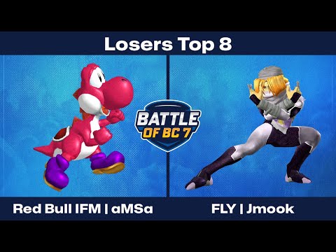 Red Bull IFM | aMSa (Yoshi) vs FLY | Jmook (Sheik) - Losers Top 8 - Melee Singles | BoBC7