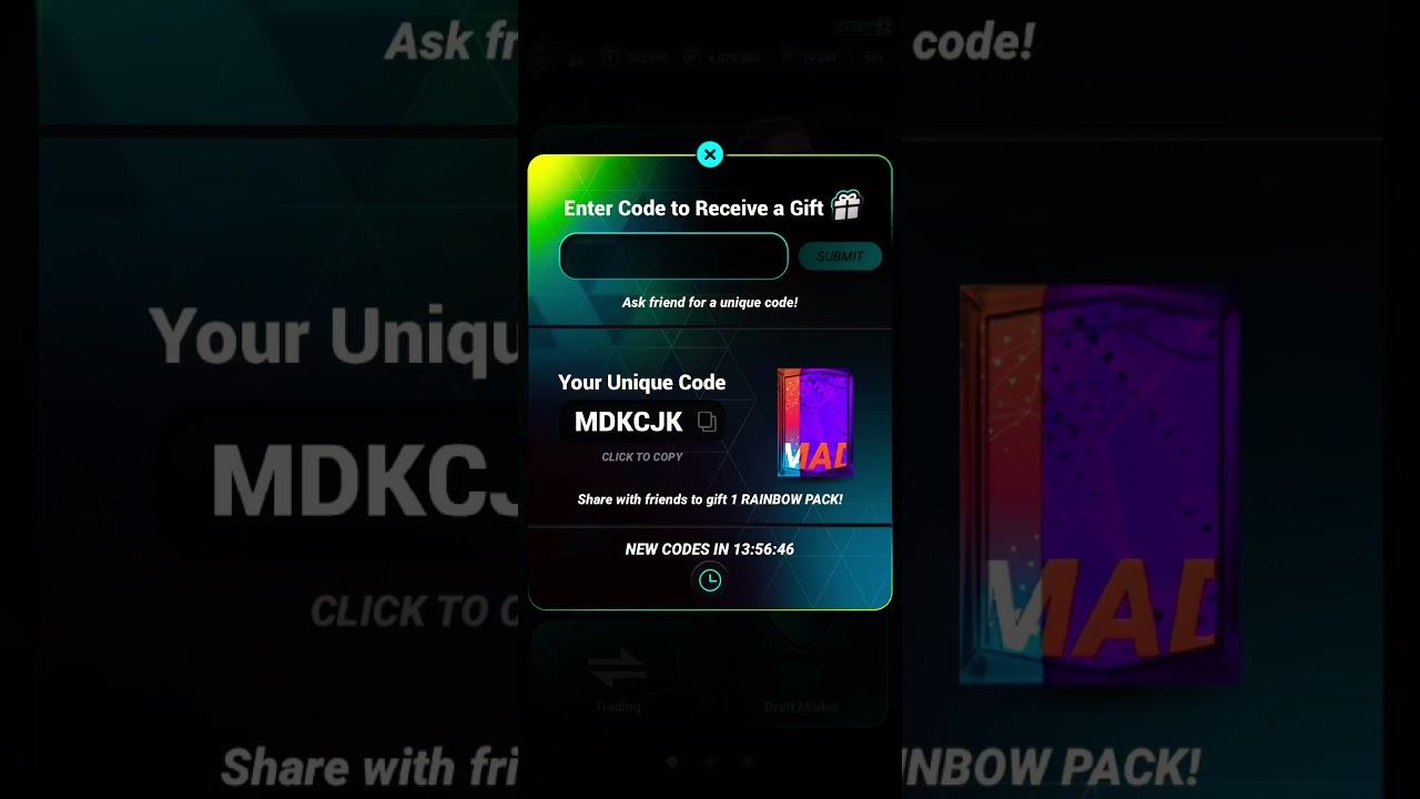 100% rainbow pack code on MADFUT 26!! #madfut #code #madfut26 #reward