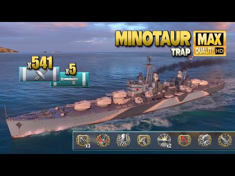 Cruiser Minotaur: Nice action game on map Trap - World of Warships
