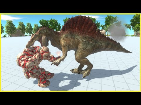 Lava Golem vs Carnivore Dinosaurs - Animal Revolt Battle Simulator