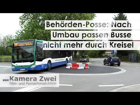 Official farce: After reconstruction, buses no longer fit through roundabout | Kamera Zwei