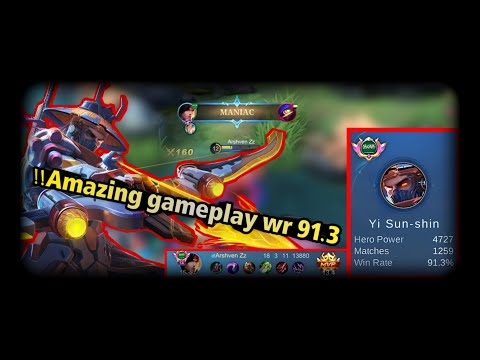 Maniac yss! Win rate 91.3% [ former top global 1 Yi Sun shin ] Arshven Zz #mlbb