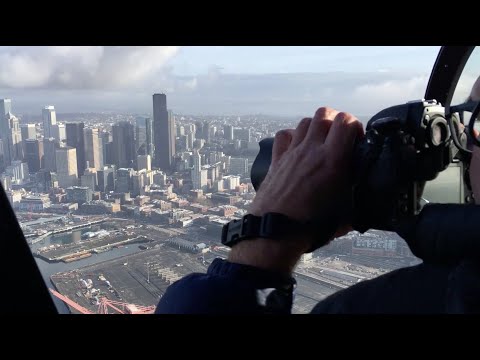Downtown Seattle from the air on Feb. 27, 2021