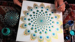 How To Paint Dot Mandalas Peacock Inspired #35 Full Step by Step Tutorial