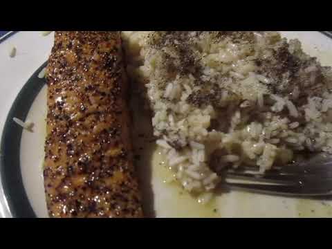 Blue Circle Peppered Roasted Salmon & Rice With Gravy...