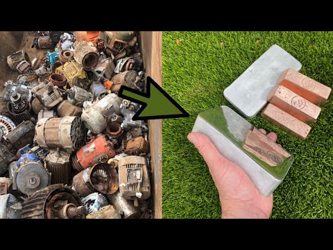 Motor Melt Down - Scrap Yard Salvage -Trash To Treasure -ASMR Melting Metal-Copper Aluminium Ingots