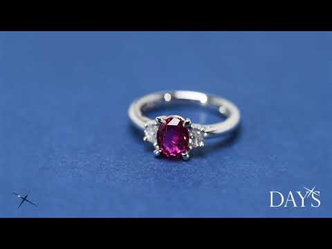 Oval Ruby Ring in Platinum with Diamonds (1/4ct tw)