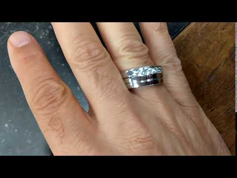 0.75 Ct. Five Stone Channel Set Ribbed Shank Men's Wedding Ring - TwoBirch TB-GR-0030-WG-J