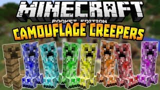 CAMOUFLAGING CREEPERS in MCPE!!! - Camouflage Creeper Mod - Minecraft PE (Pocket Edition)