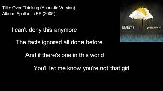 Relient K - Over Thinking (Acoustic) (Lyric Video)