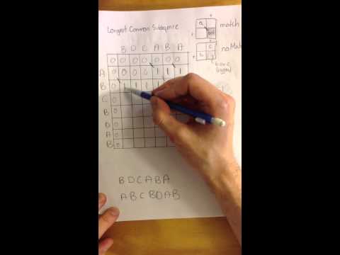 Longest common subsequence algorithm -- example