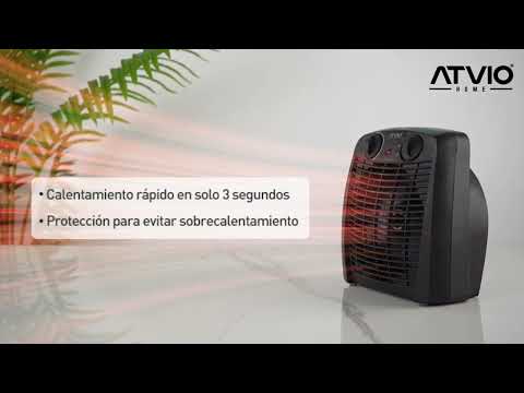 thumbnail video image 2 of Calefactor Atvio Eléctrico de Escritorio Negro 23 cm de alto 1500W, 2 of 5