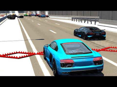 Spike Strip Multi-Vehicle Pileup Crashes #13- BeamNG Drive Police Spike Strip Testing