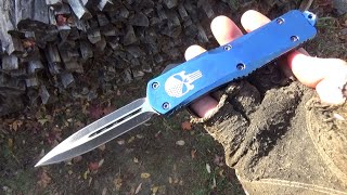 Not Vengeance. Punishment. Snazzy Blue Skull OTF Automatic Knife Review ($32) I Survived The 80s