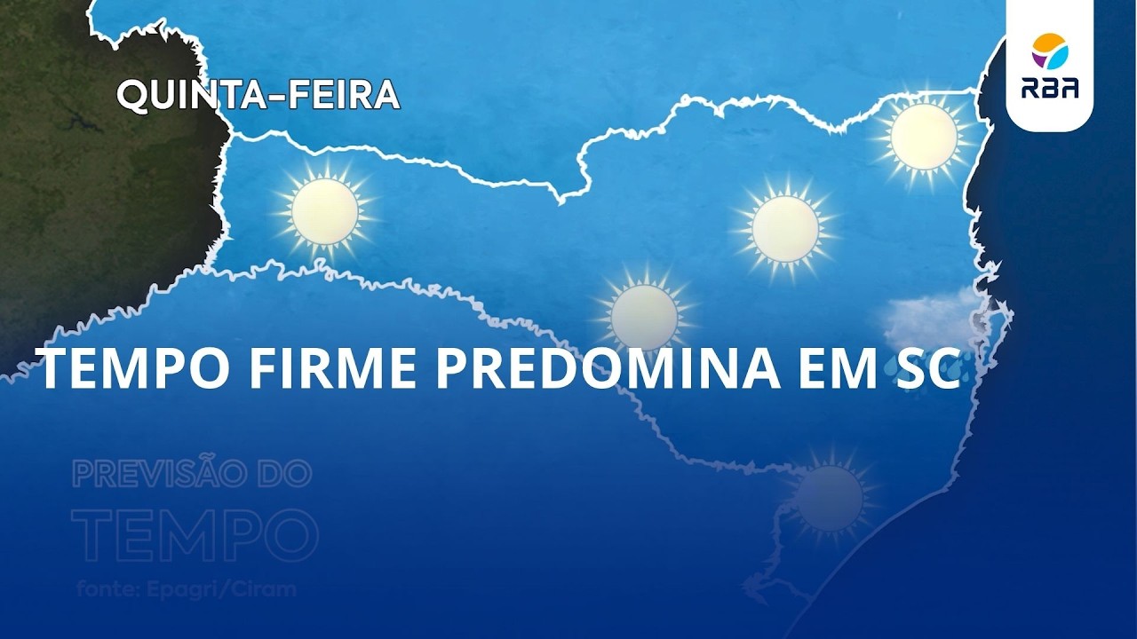 Tempo firme predomina em Santa Catarina até quinta-feira
