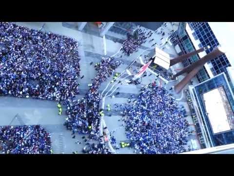 Maple Leafs Square crowd cheers as Cody Franson scores Leafs first goal (PP) in game 7 to tie Boston