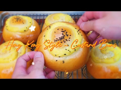 Fluffly and Soft Hong Kong Style ~ Custard Buns Recipe (Tangzhong)