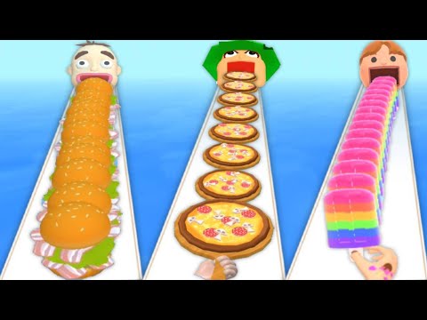 BURGER STACK RUNNER 3D vs PIZZA STACK vs POPSICLE STACK - All Levels Triple Gameplay