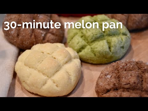[Updated with 🎧] Quick Easy Melon Pan Recipe - Plain, cocoa, and matcha! No yeast / proof / knead
