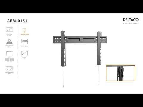 Fiksuotas sieninis laikiklis DELTACO OFFICE ypač plonas, 37"-70", 35kg, 100x100-600x400, juodas / ARM-0151 video