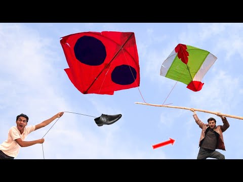 New Tricks Catch Plasticbag Kite With 30 Feet Long Stick Nasir | Kites Challenge 
