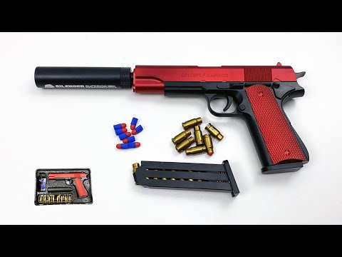 Unbox Soft Bullet gun Colt M 1911 Toy Gun Shell Ejection Model Outdoor Shooting Games Blaster Gun