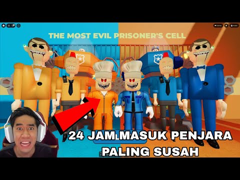 24 JAM MASUK PENJARA PALING SUSAH 😂PRISONER VS POLICE PRISON RUN OBBY 😈