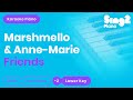 Marshmello, Anne-Marie - FRIENDS (Lower Key) Karaoke Piano