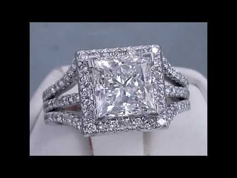 2.88 ctw Princess Cut Diamond Engagement Ring - BigDiamondsUSA