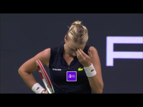 Anett Kontaveit struggles with Xiyu Wang WTA Tennis Tallinn Estonia