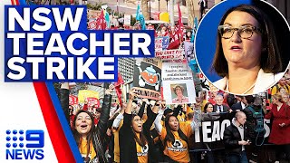 More than 20,000 public and Catholic school teachers rally in historic strike | 9 News Australia
