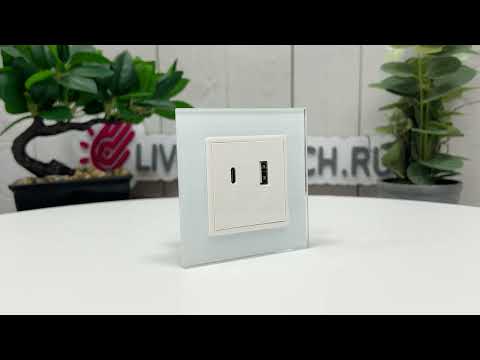 Розетка USB type-C и USB type-A, блоком питания 36W Livolo, 1 пост, цвет белый VL-C7VUA18W.UC18W-2WP