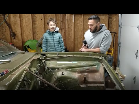 1974 Plymouth Duster Front Fender Removal. Dust or Bust Project. Best little helper.
