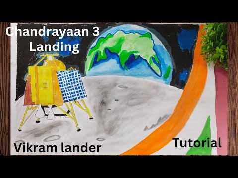 Chandrayaan 3 ISRO Vikram Moon landing || Easy How to Draw for Beginners step by step 🔥