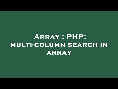 Array Php Multi Column Search In Array