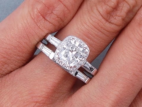 2.51 ctw Cushion Cut Diamond Engagement Ring and Wedding Ring Set - BigDiamondsUSA