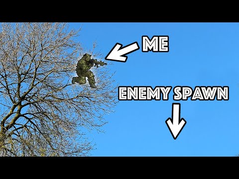Pi£$ing off airsoft players from the TALLEST tree on the map 🌳