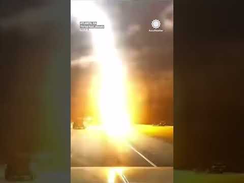 BANG! Lightning Explodes Pavement, Strikes Road Next to Driver
