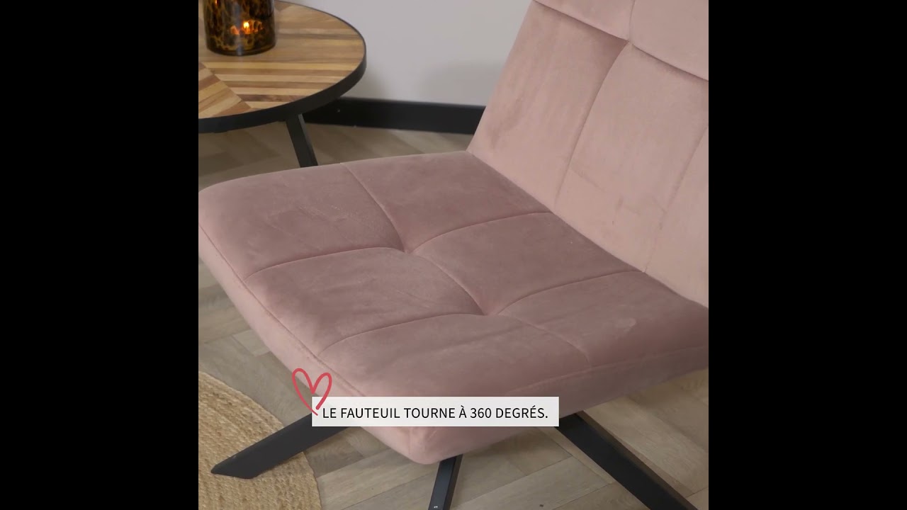 Fauteuil en velours Eevi rose