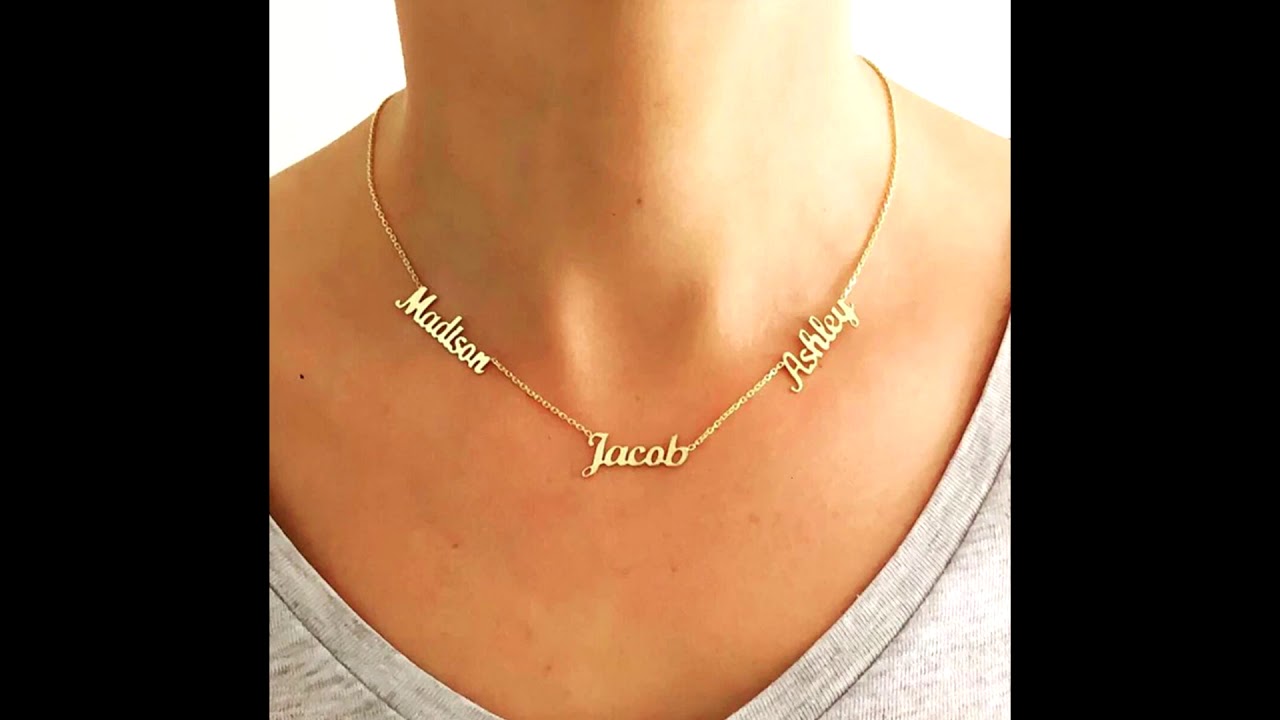 Piękny Naszyjnik z Imionami Imiona Wybrane 1 do 6 imion Złoty Srebrny Łańcuszek Prezent Urodziny