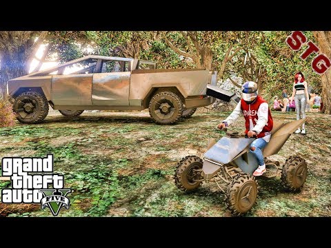 GTA 5 REAL LIFE MOD #716 -  LET'S TAKE A RIDE IN A TESLA CYBERTRUCK AND ATV!!!(GTA 5 REAL LIFE MODS)