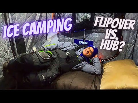#151 Ice Camping in a Flipover vs Hub - Otter Lodge XT Pro - Red Lake Ice Fishing - Polaris Ranger