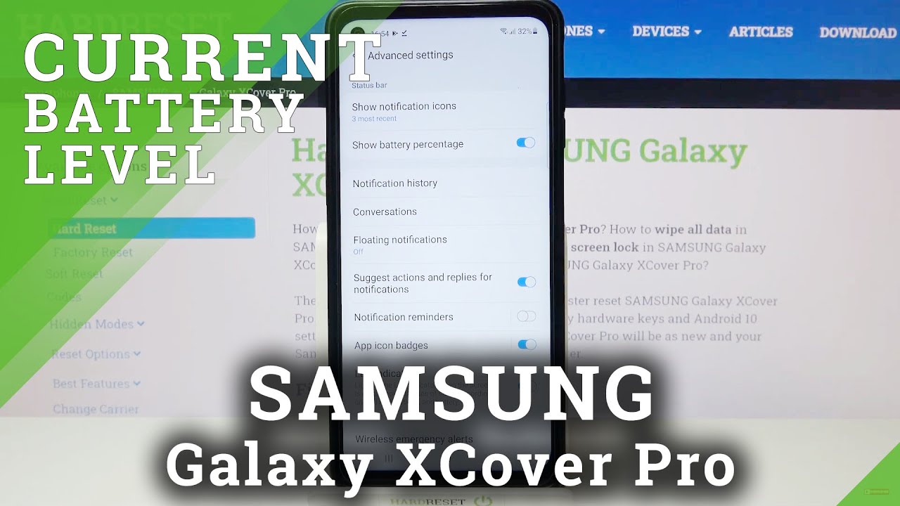 How to Show Battery Percentage in Status Bar on SAMSUNG Galaxy XCover Pro – Check Battery Level
