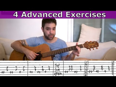 4 Advanced Fingerstyle Exercise Riffs - Guitar Lesson Tutorial w/ TAB